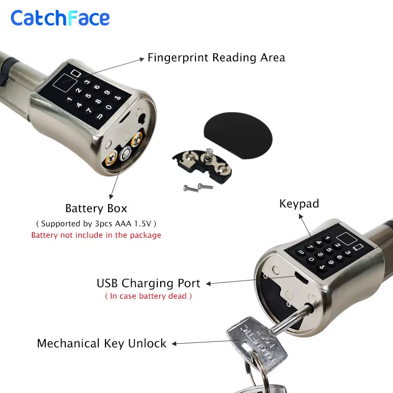 Tuya APP Fingerprint Bluetooth Cylinder Lock Biometric Electronic Smart Door Lock Digital Keypad Code Keyless Lock