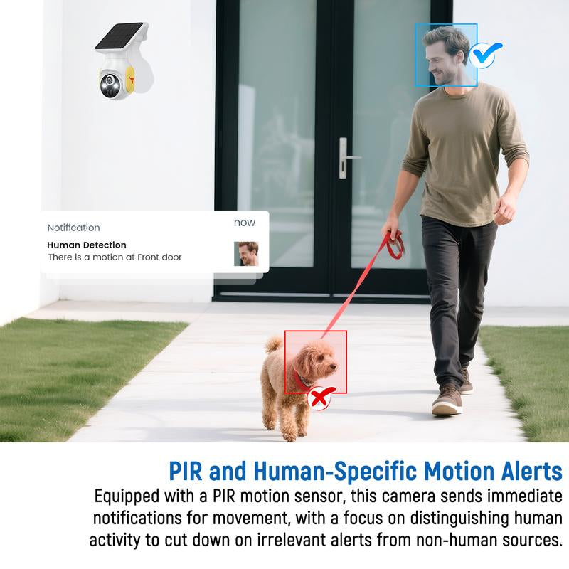 4G LTE Cellular Security Camera with Solar Panel, 1080P HD, AI Motion Detection, Pan Tilt, 2-Way Talk, Night Vision, SIM Card Included, Works with Verizon/At&T/T-Mobile, No Wifi Needed, IP65