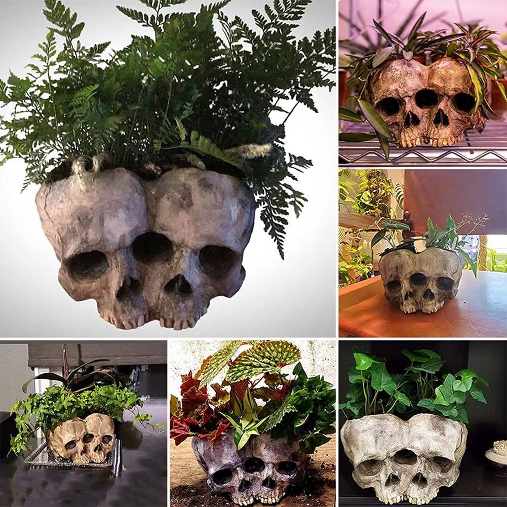 Creative Flowerpot Hand Carved Skull Flower Pot Bowl Home Garden Halloween Decoration Drop Shipping Courtyard Decoration