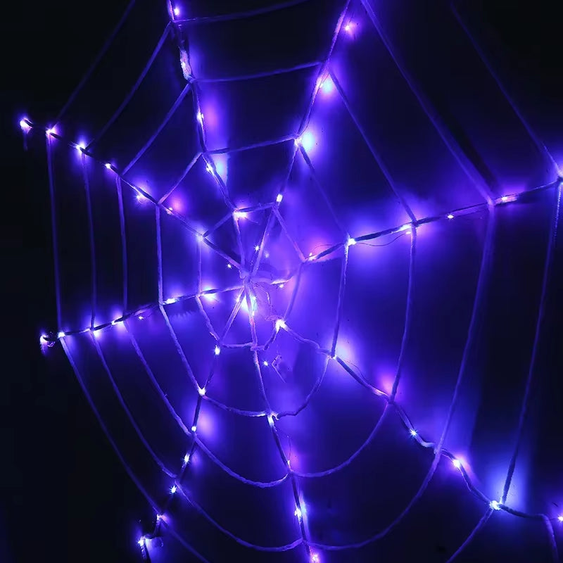 3.6M Giant Halloween Decorations Spider Web Lights for Indoor Outdoor Halloween Decoration Party Garden Yard Haunted House Décor