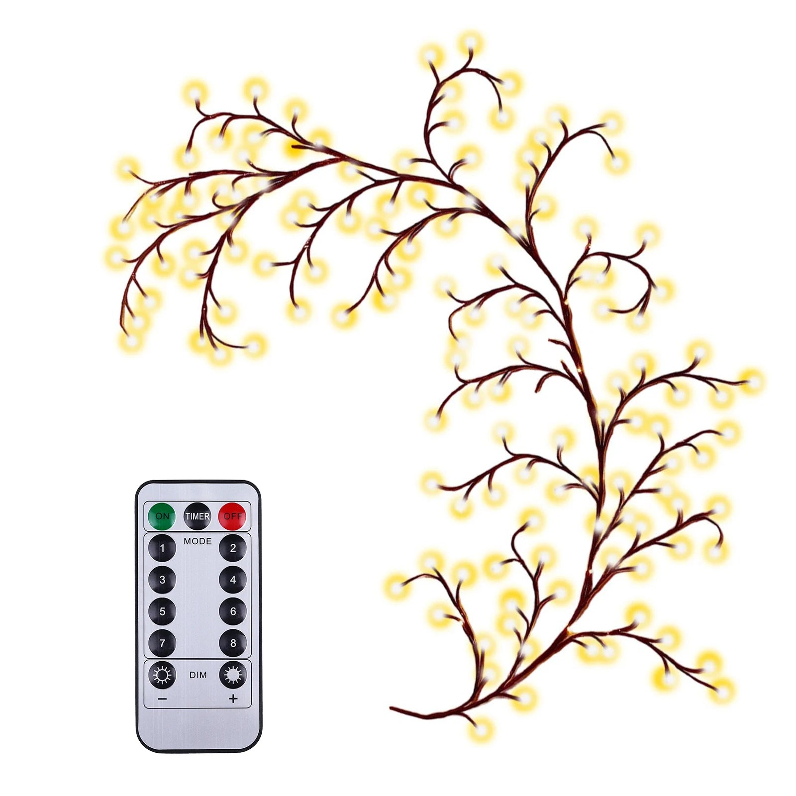 96/144 LED Willow Vine Tree Light Strip 8 Modes DIY Tree Branch Lamp Remote Control Fairy Lights for Wall Christmas Home Decor