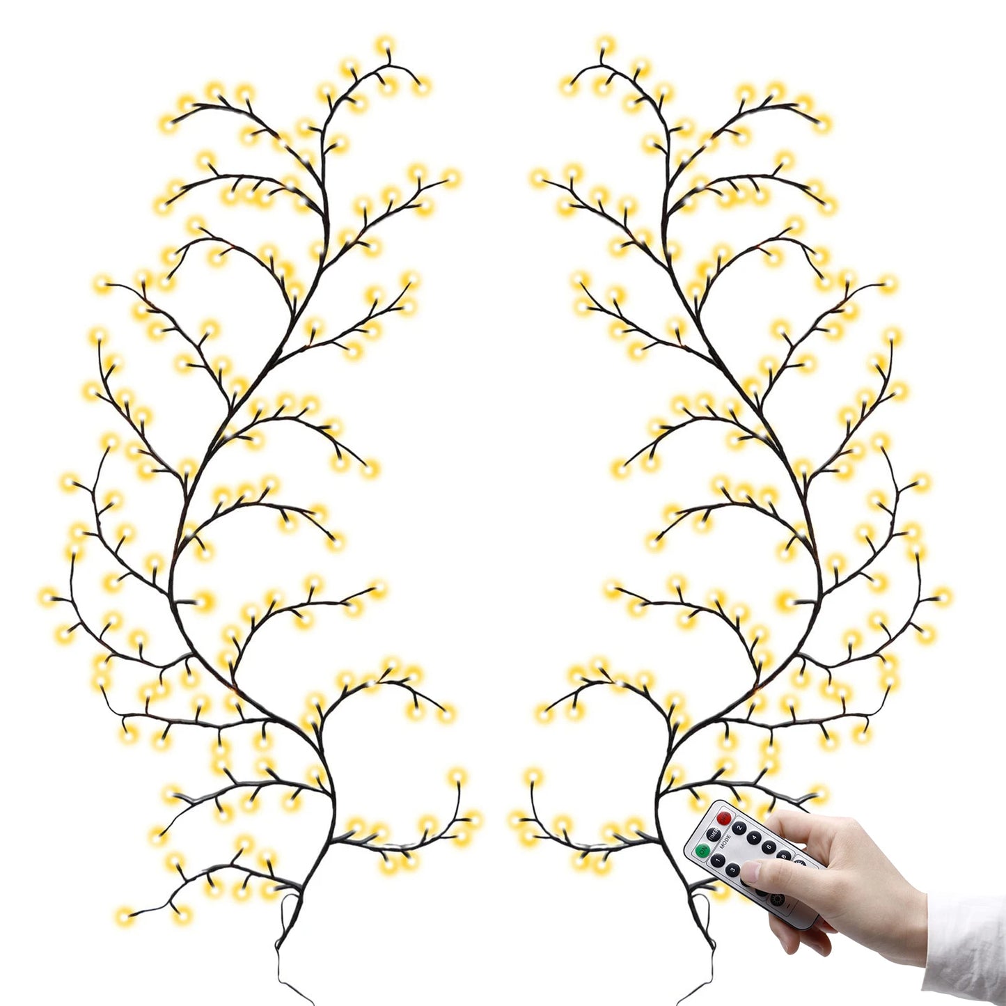 96/144 LED Willow Vine Tree Light Strip 8 Modes DIY Tree Branch Lamp Remote Control Fairy Lights for Wall Christmas Home Decor