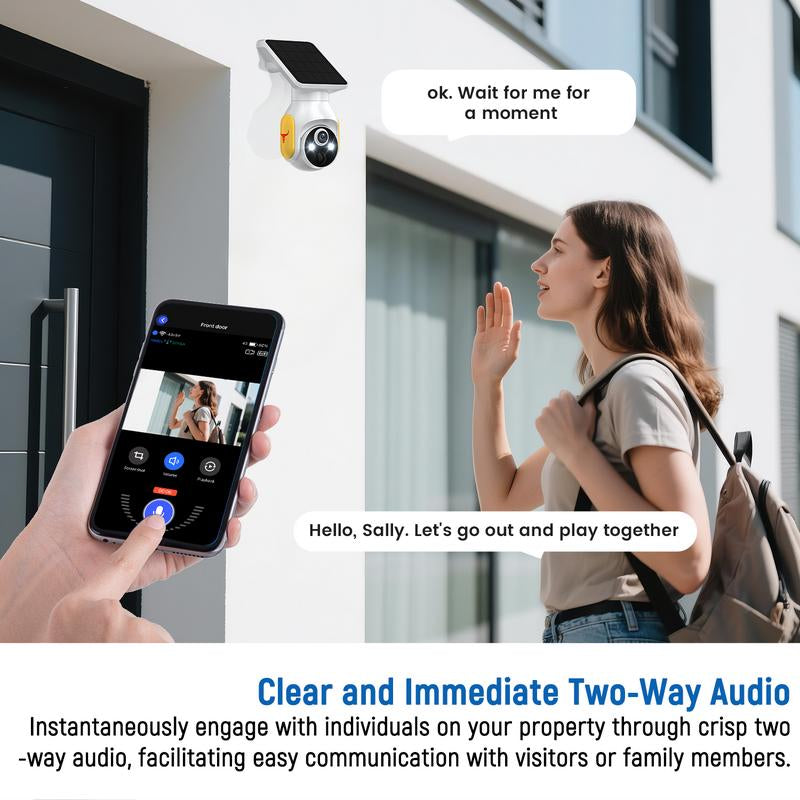 4G LTE Cellular Security Camera with Solar Panel, 1080P HD, AI Motion Detection, Pan Tilt, 2-Way Talk, Night Vision, SIM Card Included, Works with Verizon/At&T/T-Mobile, No Wifi Needed, IP65
