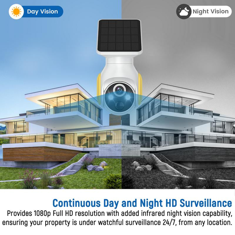 4G LTE Cellular Security Camera with Solar Panel, 1080P HD, AI Motion Detection, Pan Tilt, 2-Way Talk, Night Vision, SIM Card Included, Works with Verizon/At&T/T-Mobile, No Wifi Needed, IP65