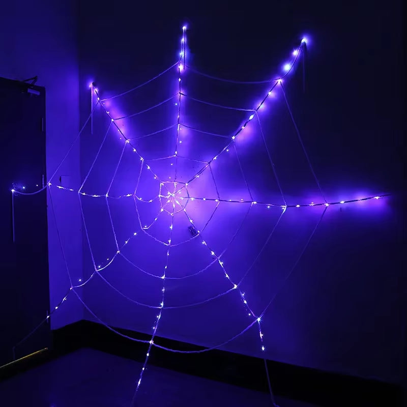 3.6M Giant Halloween Decorations Spider Web Lights for Indoor Outdoor Halloween Decoration Party Garden Yard Haunted House Décor