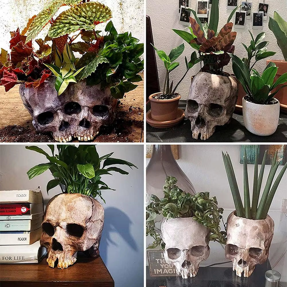 Creative Flowerpot Hand Carved Skull Flower Pot Bowl Home Garden Halloween Decoration Drop Shipping Courtyard Decoration
