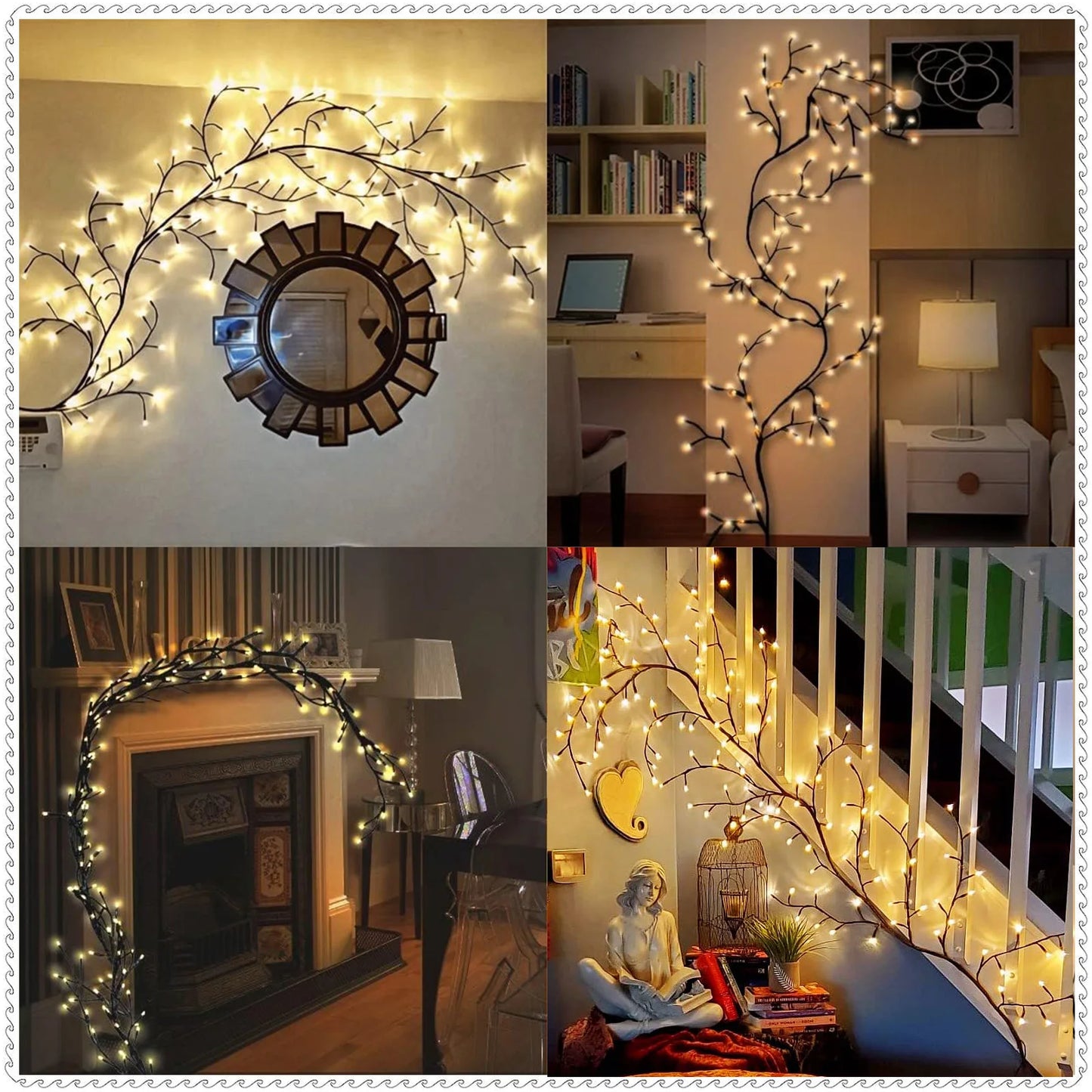 96/144 LED Willow Vine Tree Light Strip 8 Modes DIY Tree Branch Lamp Remote Control Fairy Lights for Wall Christmas Home Decor