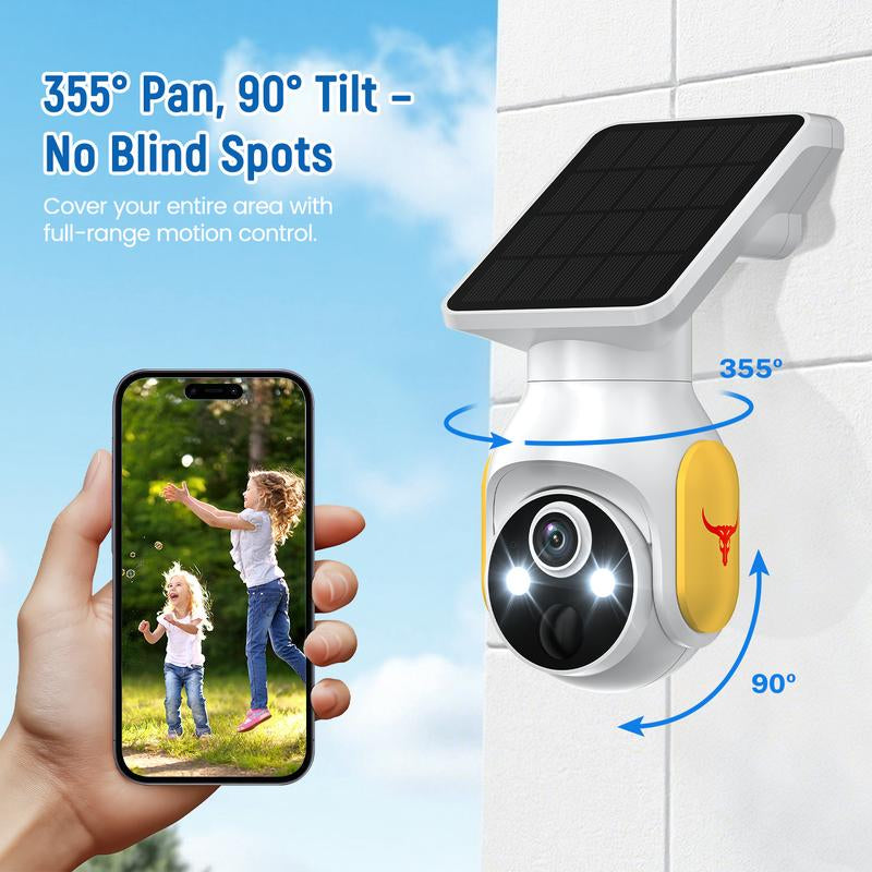 4G LTE Cellular Security Camera with Solar Panel, 1080P HD, AI Motion Detection, Pan Tilt, 2-Way Talk, Night Vision, SIM Card Included, Works with Verizon/At&T/T-Mobile, No Wifi Needed, IP65