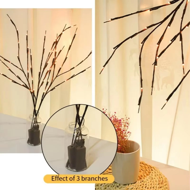 LED White Birch Branch Festive Lights Christmas Tree Branch Fairy Garland Light Party Wedding Decoration Twig Dinner Table Lamp