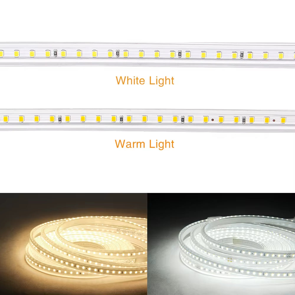 LED Strip Light 220V 2835 Waterproof Led Strip High Brightness 120Leds/M Flexible Kitchen Outdoor Garden LED Light with Switch