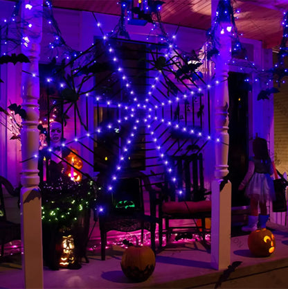 3.6M Giant Halloween Decorations Spider Web Lights for Indoor Outdoor Halloween Decoration Party Garden Yard Haunted House Décor