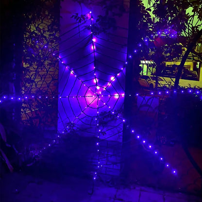 3.6M Giant Halloween Decorations Spider Web Lights for Indoor Outdoor Halloween Decoration Party Garden Yard Haunted House Décor