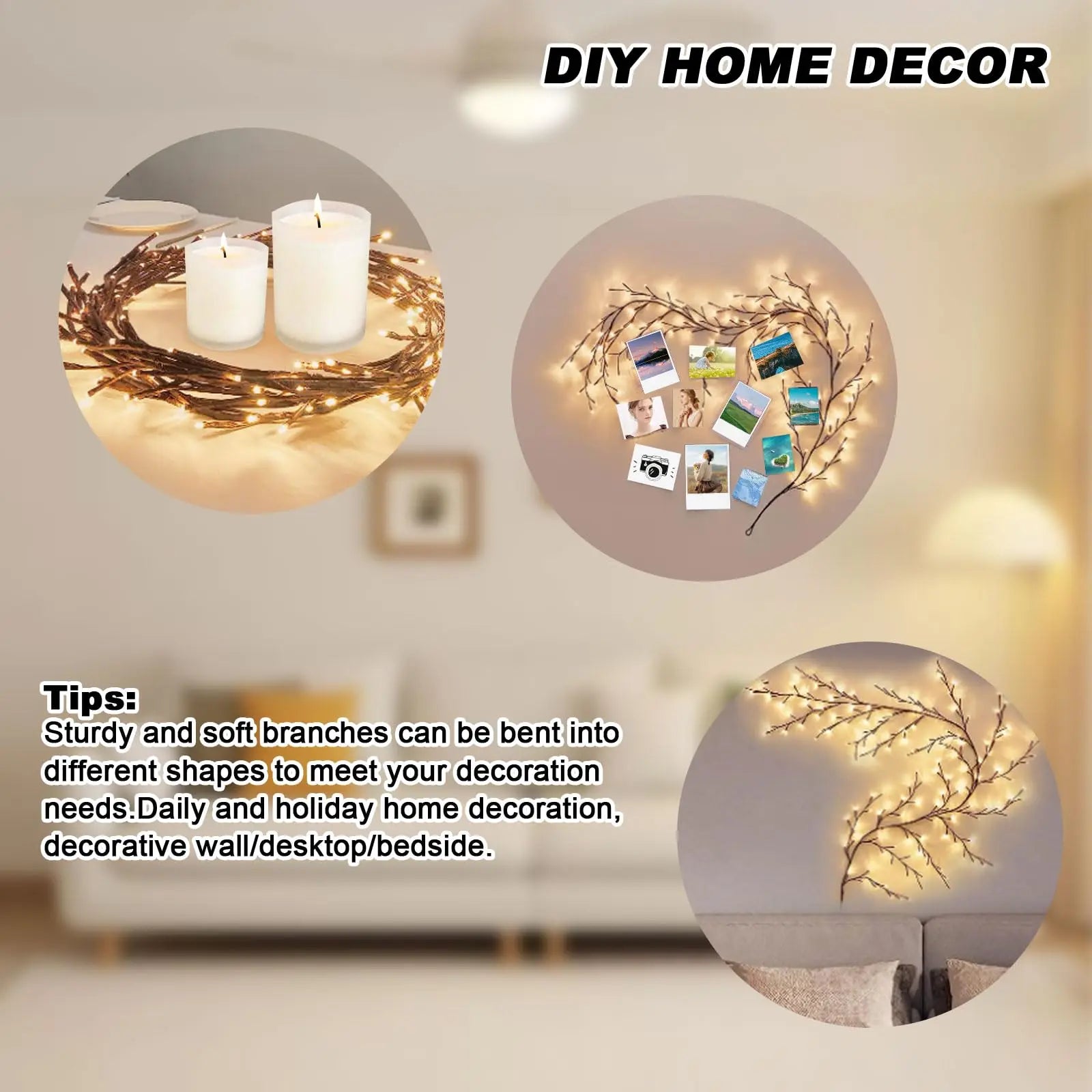 96/144 LED Willow Vine Tree Light Strip 8 Modes DIY Tree Branch Lamp Remote Control Fairy Lights for Wall Christmas Home Decor